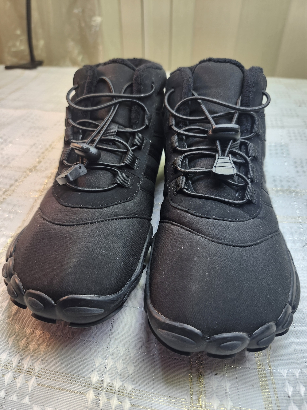 Women's Black Winter Lace-Elastic Waterproof Boots